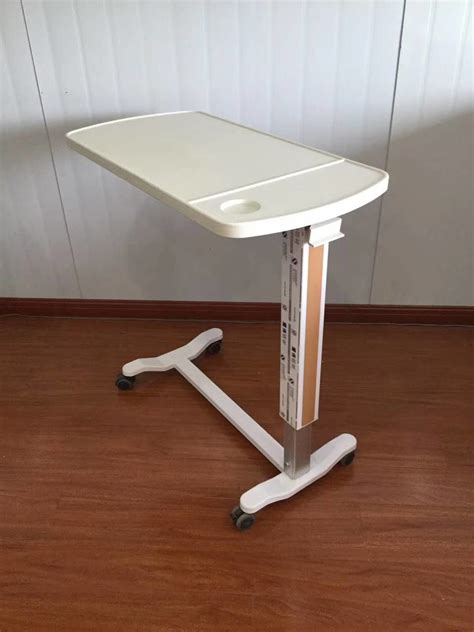 Hospital furniture Bedside Table , Plastic Plate Gas Spring Adjustable ...