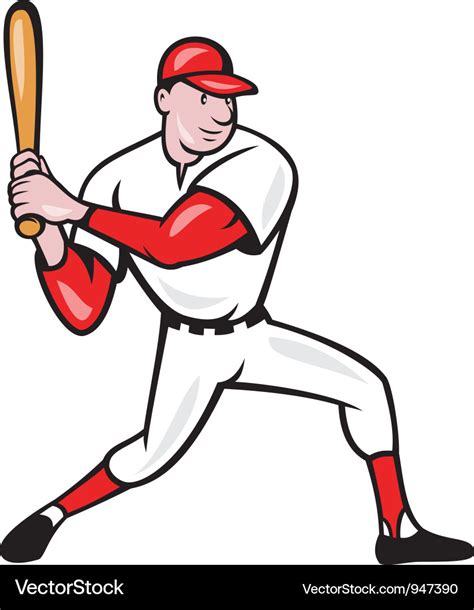 American baseball player batting cartoon Vector Image