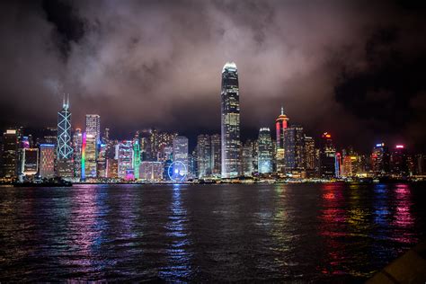 Download Hong Kong Skyline at Night Royalty Free Stock Photo and Image