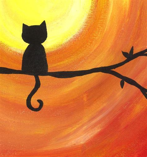 Minimal Cat Print Cute Cat Print Black Cat Silhouette - Etsy | Sunset ...