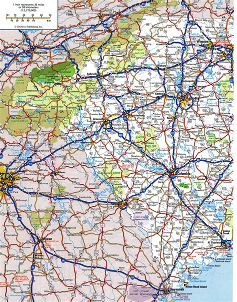 South Carolina road map with distances between cities highway freeway