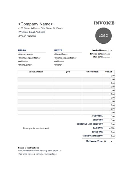 Free Microsoft Word Invoice Templates