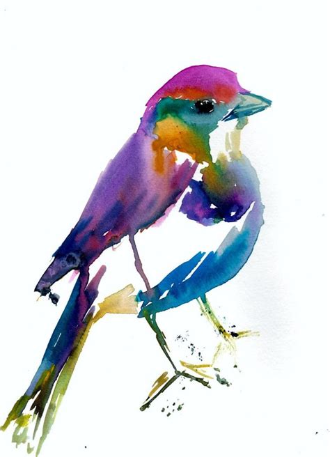 Kleurrijke vogel print Ren the Bird door Jess Buhman, Meerdere formaten ...