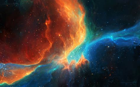 Wallpaper : render, stars, space art, nebula, orange, atmosphere ...