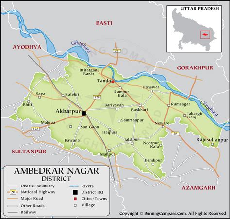 Ambedkar Nagar District Map, District Map of Ambedkar Nagar, Uttar ...