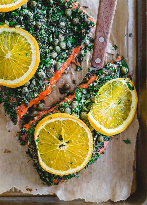 Baked Wild Sockeye Salmon Recipe - with Herbed Garlic Caper Crust