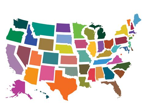 Bright Colors USA Map Clip Art United States of America Instant ...