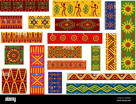 African ethnic ornaments with tribal and national patterns of stylized ...