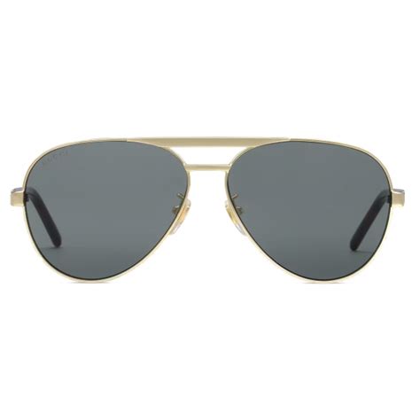 Gucci - Aviator-Frame Sunglasses - Gold Grey - Gucci Eyewear - Avvenice