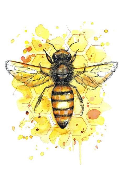 This little bee and honeycomb is part of my inktober series. I used a ...