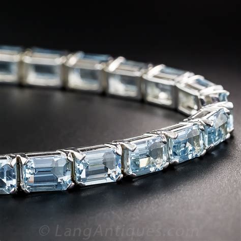 14K White Gold Aquamarine Bracelet - Gifts - Vintage Jewelry