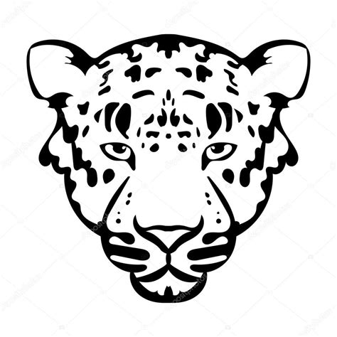 Vector illustration of leopard face black and white tattoo Stock Vector ...