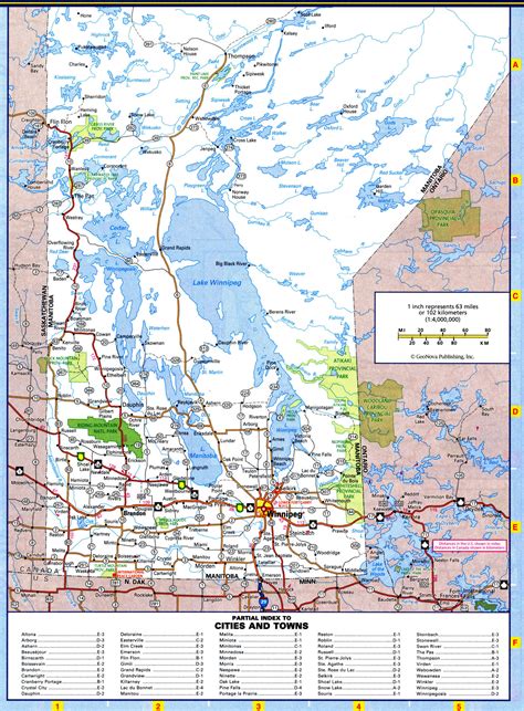 Manitoba highways map.Free printable road map of Manitoba, Canada