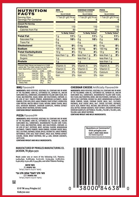 Pringles Snack Pack Nutrition Facts - Nutrition Ftempo