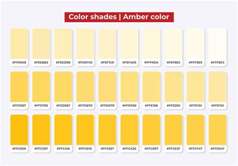 Amber color shades with RGB HEX for textile, fashion design, paint ...