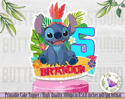 Printable Stitch Cake Topper Stitch Cake Topper Lilo and - Etsy | Cake ...