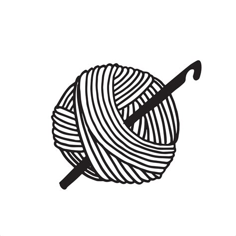 vector illustration in doodle style. a ball of wool and a crochet hook ...