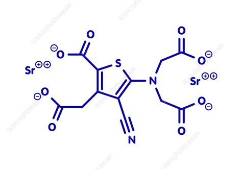 Strontium ranelate osteoporosis drug, molecular model - Stock Image ...