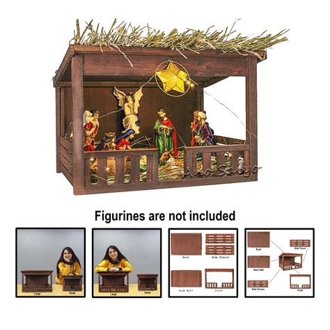 AnoSaiyo Nativity Belen House Collapsible Wooden Sabsaban Manger with ...