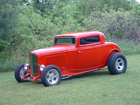 Rodworks,LLC- Red 1932 Ford Coupe W/ Grey Tweed Interior