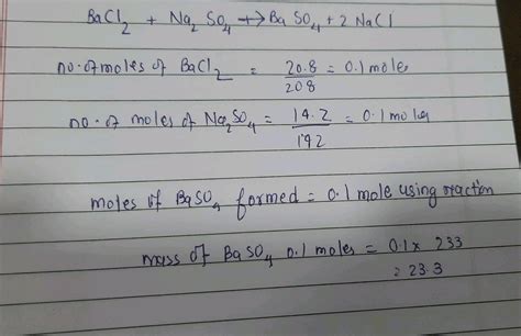 Barium chloride reacts with sodium sulphate to form Barium sulphate and ...