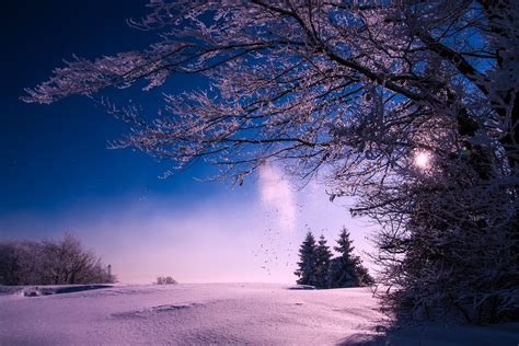 Winter Snow Sunset Dusk Sky Clouds Landscape Wallpaper,HD Nature ...