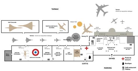 Map of the Air and Space museum at Le Bourget