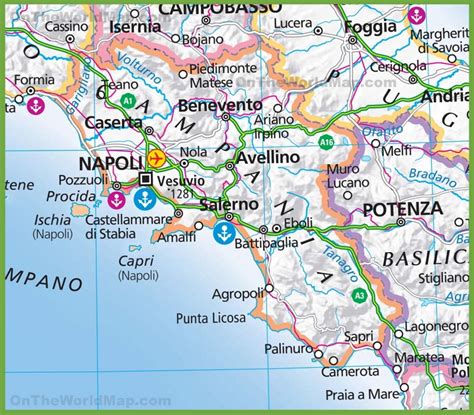 Large map of Campania - Ontheworldmap.com