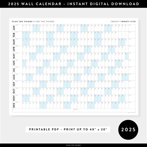 PRINTABLE 2025 ANNUAL CALENDARS // INSTANT DOWNLOAD - Plan The Things