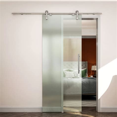 DIYHD 5FT Soft Close Glass Barn Door Hardware Stainless Steel Two Sides ...