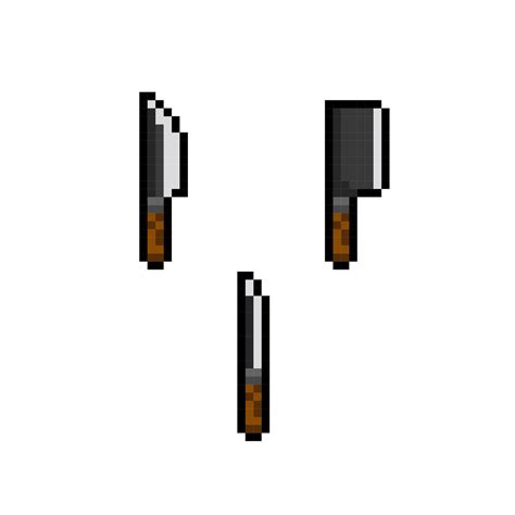 kitchen knife with different shape in pixel art style 20577609 Vector ...