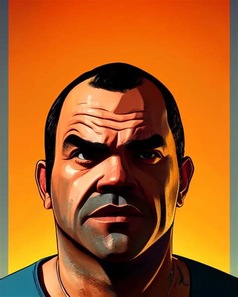 painting portrait of trevor from gta 5, cartoon, warm | Stable ...