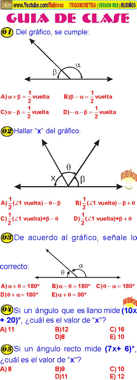 ÁNGULO TRIGONOMÉTRICO EJERCICIOS RESUELTOS | Geometria y trigonometria ...