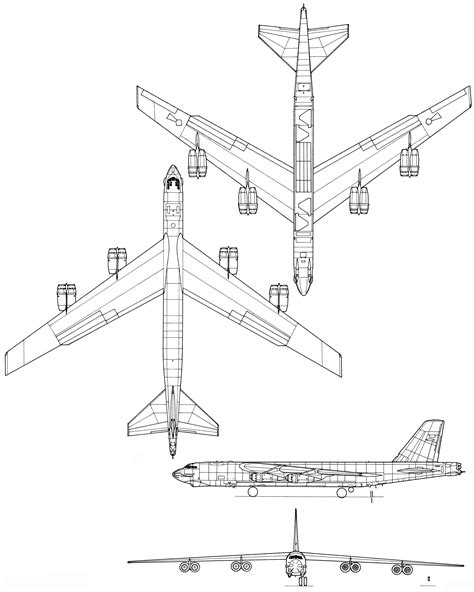 Boeing B-52 Stratofortress Blueprint - Download free blueprint for 3D ...