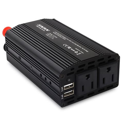 SNAN 300W Car Power Inverter DC 12V to AC 110V with Dual AC Outlet and ...