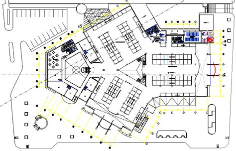 First floor layout plan details of shopping mall dwg file - Cadbull