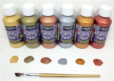 Sargent Art 22-4808 6 Pack 4-Ounce Metallic Acrylic Paint Set: Amazon ...