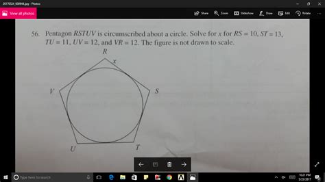 Solved: Pentagon RSTUV Is Circumscribed About A Circle. So... | Chegg.com