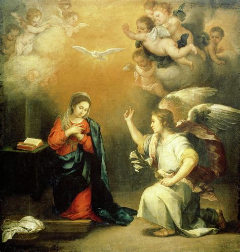 Annunciation to the Virgin Painting by Bartolome Esteban Murillo - Fine ...