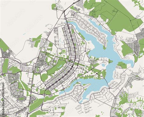 Vetor de map of the city of Brasilia, capital of Brazil do Stock ...