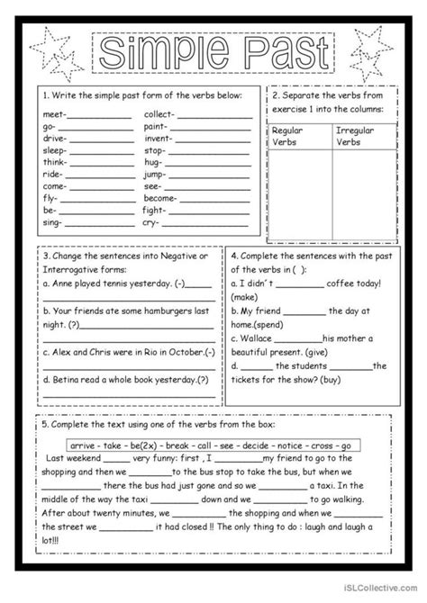 Simple Past- exercises for revision: English ESL worksheets pdf & doc ...