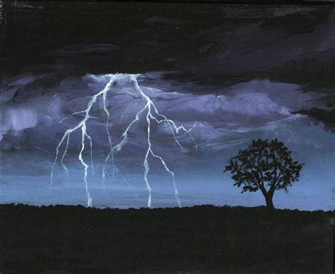 Storm - acrylic painting of lightning. | Landscape paintings acrylic ...