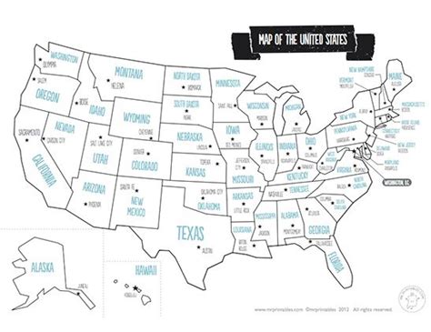 united states map with capitals gis geography - printable states and ...