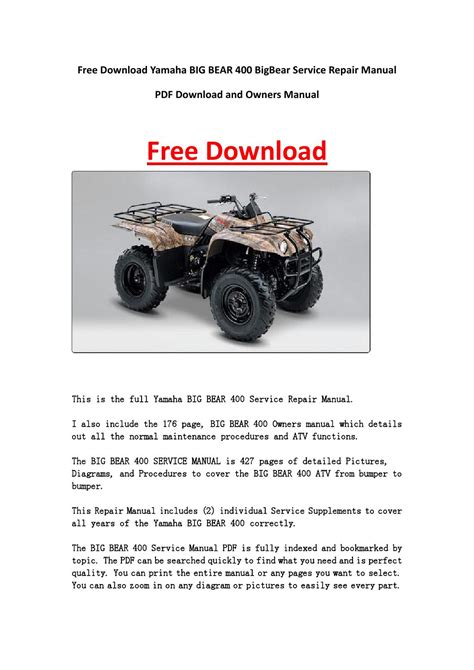 Yamaha big bear 400 bigbear service repair manual pdf download and ...