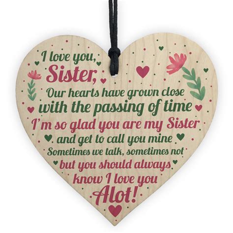 Sister Birthday Card Christmas Gift Sister Decoration Wood Heart