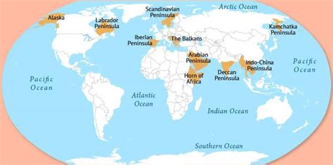 विश्व में महत्वपूर्ण प्रायद्वीप (Important Peninsulas in the World)