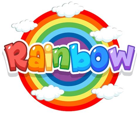 Free Vector | Font design for word rainbow with rainbow in the sky ...