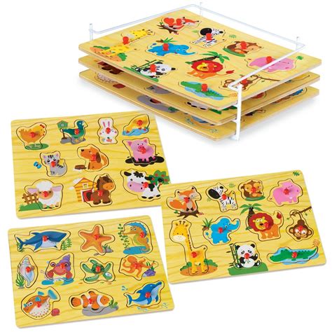 Wooden Puzzles For Toddlers by Etna Products – Colorful Peg Puzzles ...