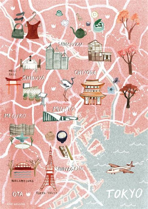 Tokyo Illustrated Map - Japan Art Print - City Map Poster | Illustrated ...