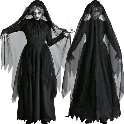 2019 Women Halloween Ghost Bride Cosplay Costume Scary Witch Vampire ...